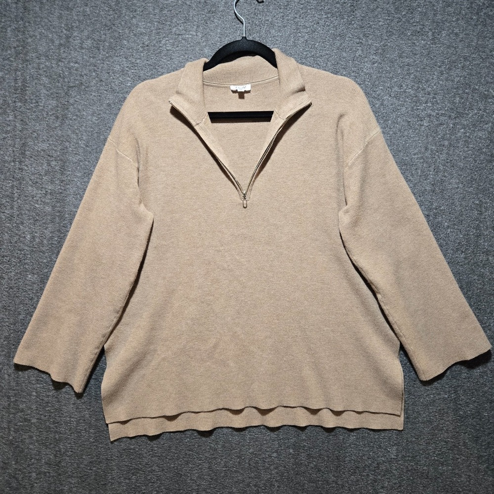 Splendid Cella Jane Blog Quarter Zip Stretch Pullover Sweater High Low Sz Small
